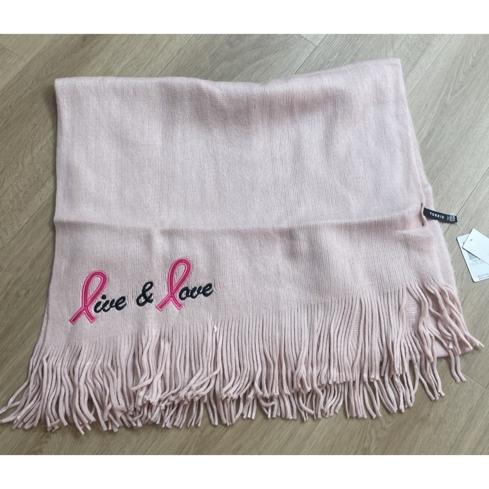 Torrid BCA Live And Love Scarf Pink Fringe One Size Wide Large